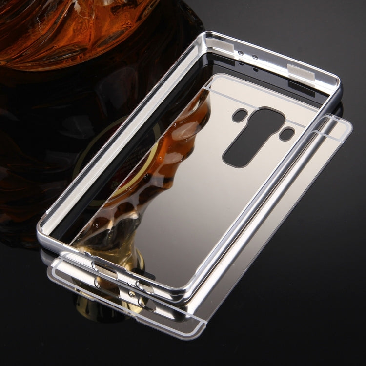 For LG G4 Electroplating Mirror Push Pull PC Protective Case Back Shell Cover + Metal Bumper Frame