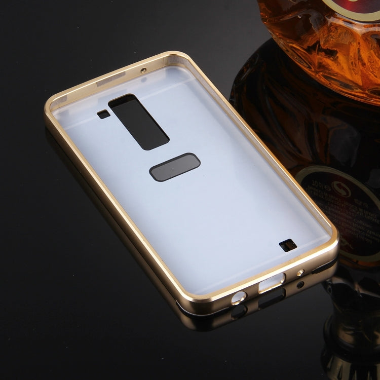 For LG K7 Electroplating Mirror Push Pull PC Protective Case Back Shell Cover + Metal Bumper Frame