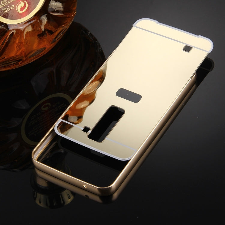 For LG K7 Electroplating Mirror Push Pull PC Protective Case Back Shell Cover + Metal Bumper Frame