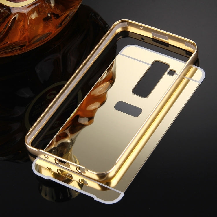 For LG K7 Electroplating Mirror Push Pull PC Protective Case Back Shell Cover + Metal Bumper Frame