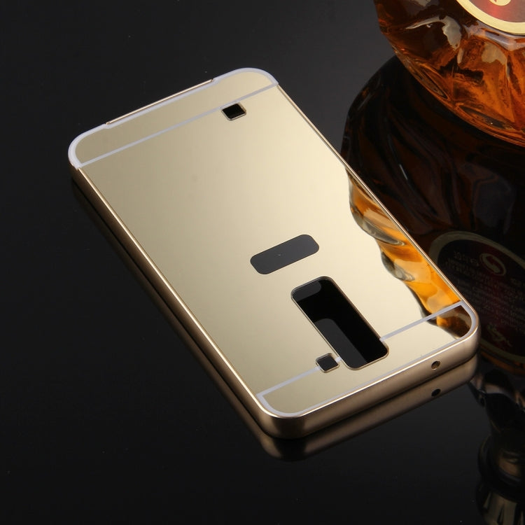 For LG K7 Electroplating Mirror Push Pull PC Protective Case Back Shell Cover + Metal Bumper Frame