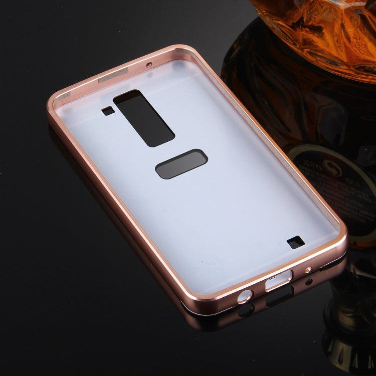 For LG K7 Electroplating Mirror Push Pull PC Protective Case Back Shell Cover + Metal Bumper Frame