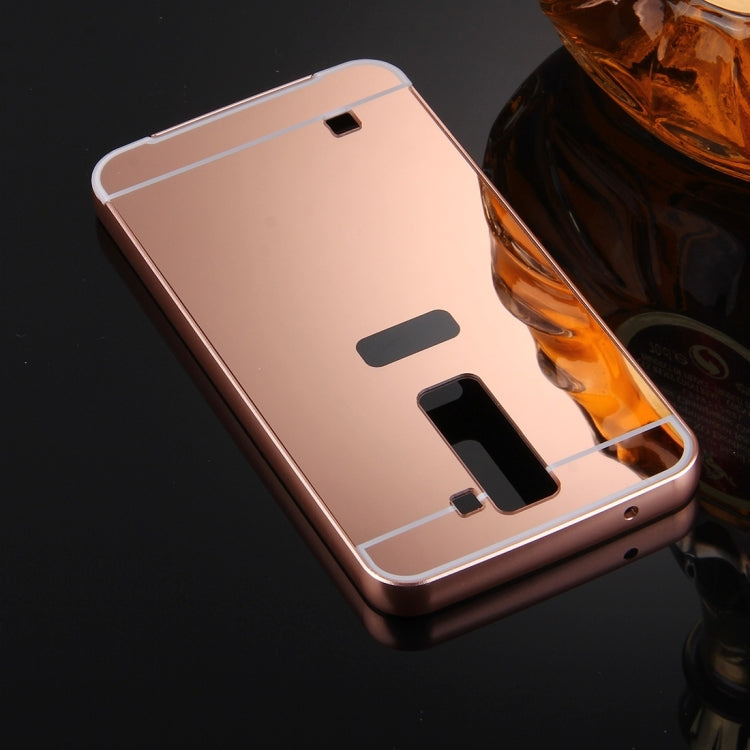 For LG K7 Electroplating Mirror Push Pull PC Protective Case Back Shell Cover + Metal Bumper Frame