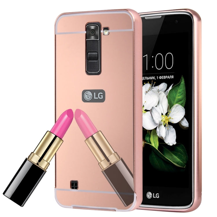 For LG K7 Electroplating Mirror Push Pull PC Protective Case Back Shell Cover + Metal Bumper Frame