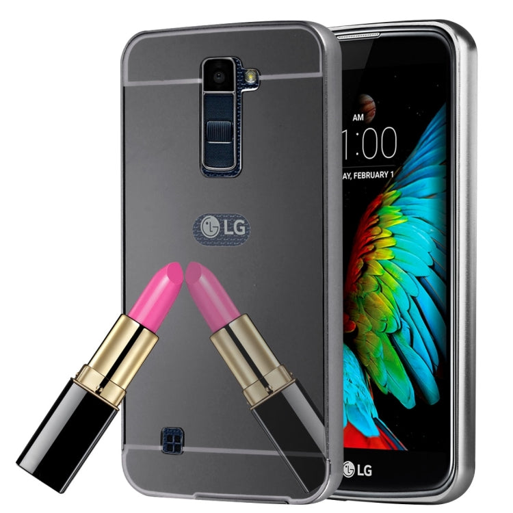 For LG K10 Electroplating Mirror Push Pull PC Protective Case Back Shell Cover + Metal Bumper Frame