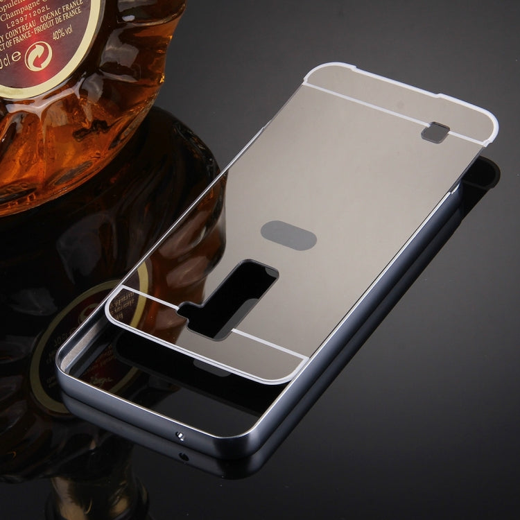 For LG K10 Electroplating Mirror Push Pull PC Protective Case Back Shell Cover + Metal Bumper Frame
