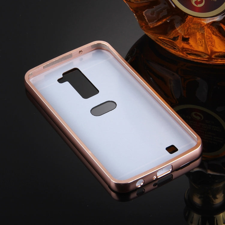 For LG K10 Electroplating Mirror Push Pull PC Protective Case Back Shell Cover + Metal Bumper Frame