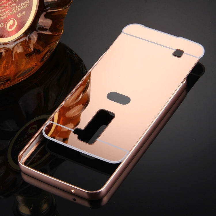 For LG K10 Electroplating Mirror Push Pull PC Protective Case Back Shell Cover + Metal Bumper Frame
