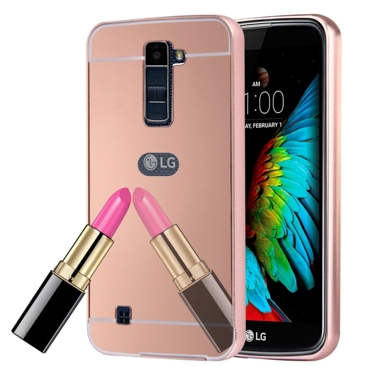 For LG K10 Electroplating Mirror Push Pull PC Protective Case Back Shell Cover + Metal Bumper Frame