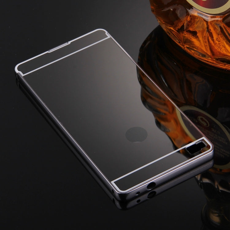 For Huawei P8 Electroplating Mirror Push Pull PC Protective Case Back Shell Cover + Metal Bumper Frame