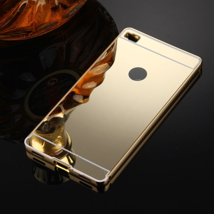 For Huawei P8 Electroplating Mirror Push Pull PC Protective Case Back Shell Cover + Metal Bumper Frame