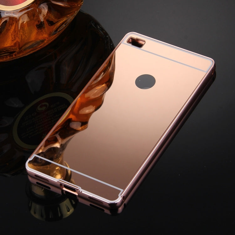 For Huawei P8 Electroplating Mirror Push Pull PC Protective Case Back Shell Cover + Metal Bumper Frame