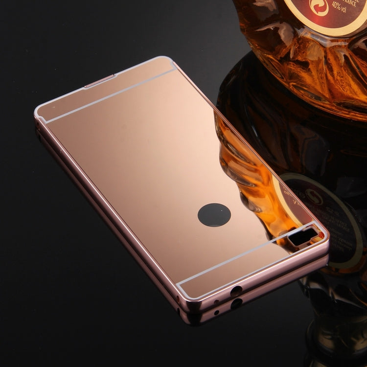For Huawei P8 Electroplating Mirror Push Pull PC Protective Case Back Shell Cover + Metal Bumper Frame