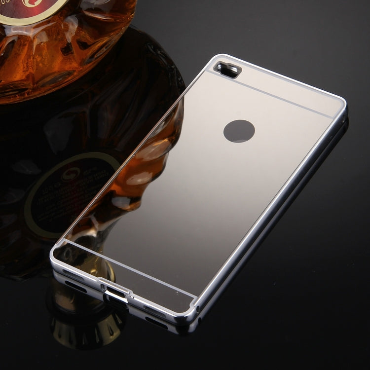 For Huawei P8 Electroplating Mirror Push Pull PC Protective Case Back Shell Cover + Metal Bumper Frame