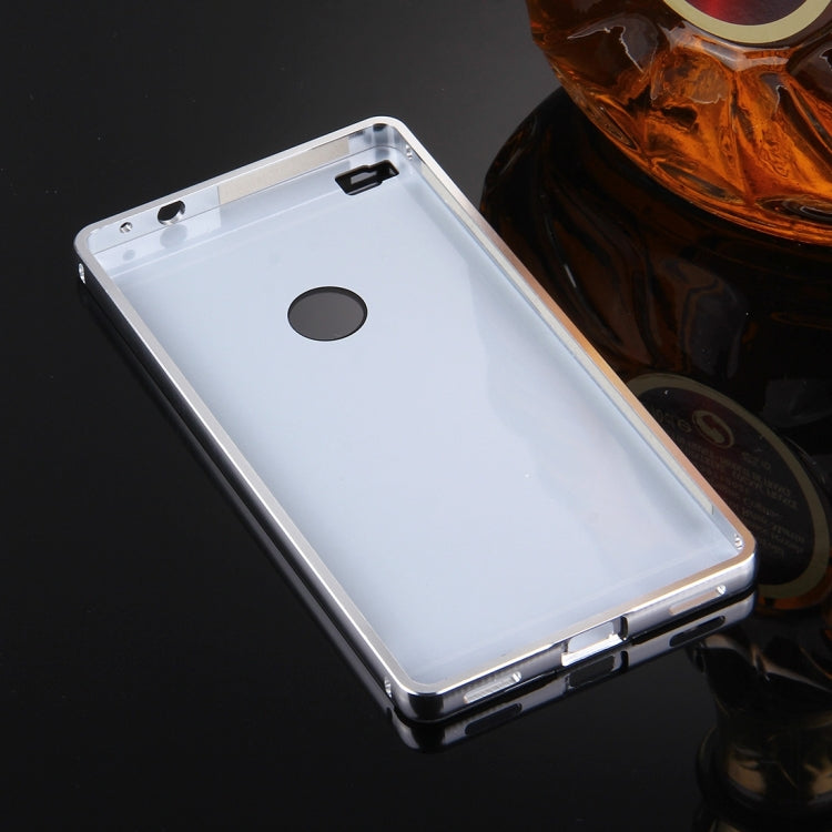 For Huawei P8 Electroplating Mirror Push Pull PC Protective Case Back Shell Cover + Metal Bumper Frame