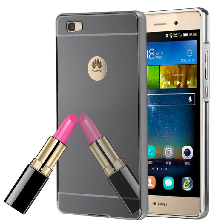 For Huawei P8 Lite Electroplating Mirror Push Pull PC Protective Case Back Shell Cover + Metal Bumper Frame