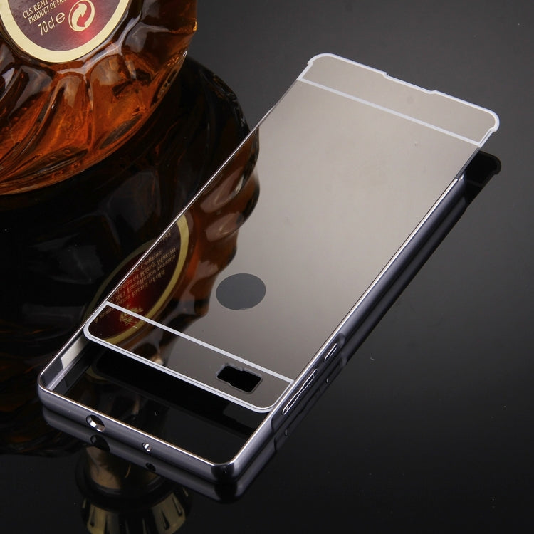 For Huawei P8 Lite Electroplating Mirror Push Pull PC Protective Case Back Shell Cover + Metal Bumper Frame