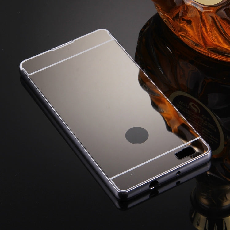 For Huawei P8 Lite Electroplating Mirror Push Pull PC Protective Case Back Shell Cover + Metal Bumper Frame