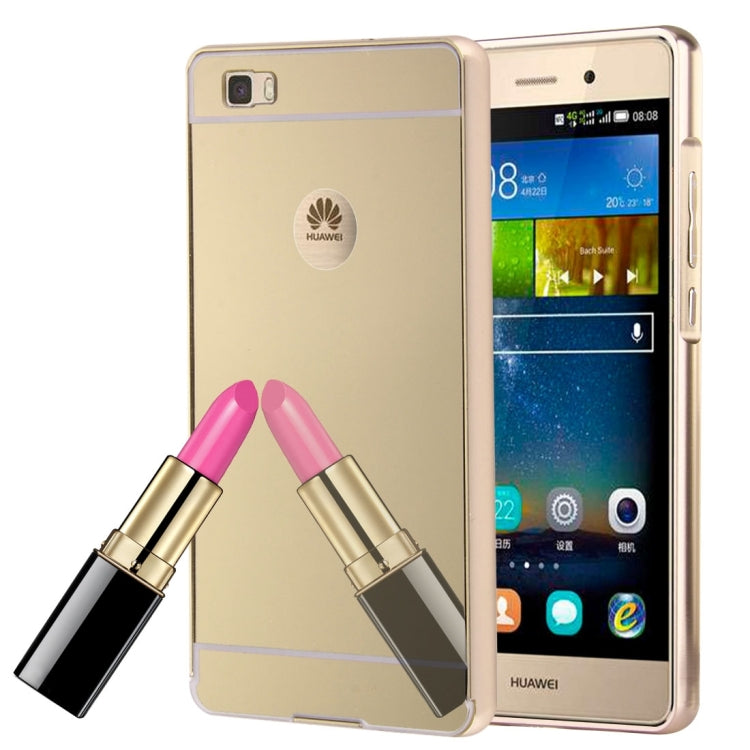 For Huawei P8 Lite Electroplating Mirror Push Pull PC Protective Case Back Shell Cover + Metal Bumper Frame