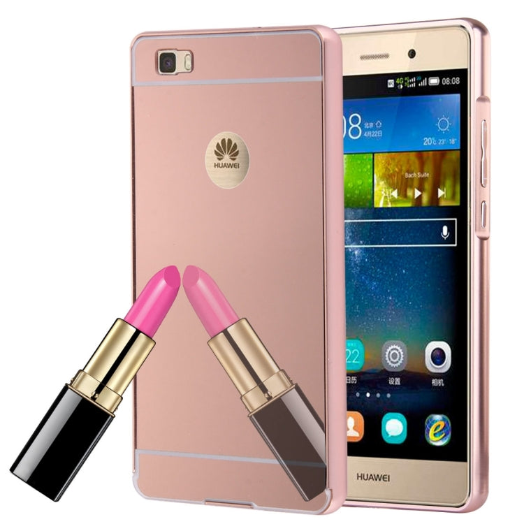 For Huawei P8 Lite Electroplating Mirror Push Pull PC Protective Case Back Shell Cover + Metal Bumper Frame