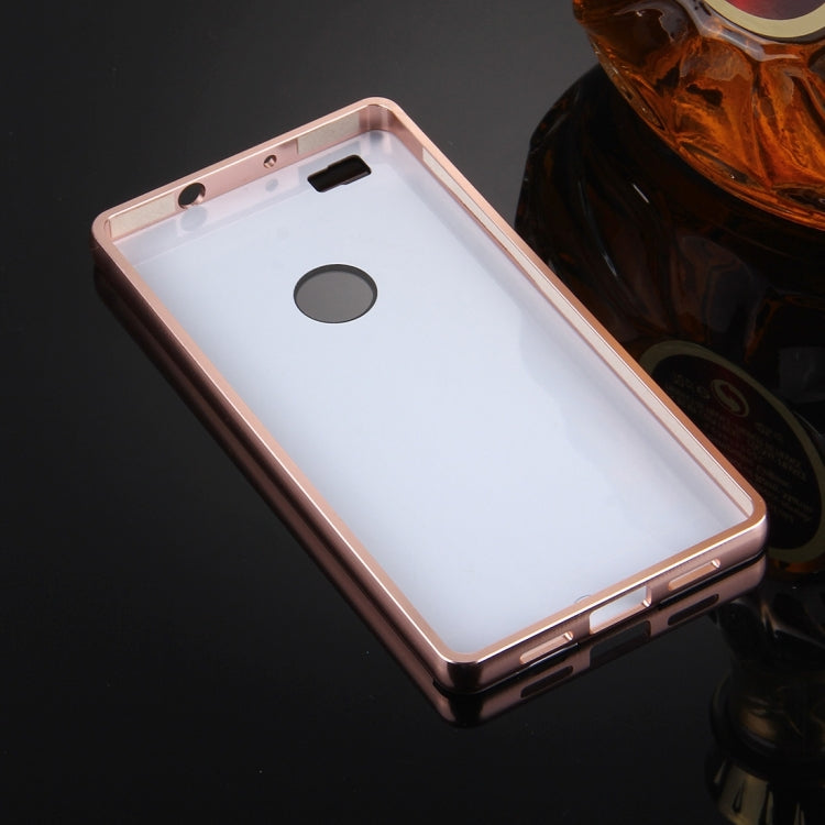 For Huawei P8 Lite Electroplating Mirror Push Pull PC Protective Case Back Shell Cover + Metal Bumper Frame