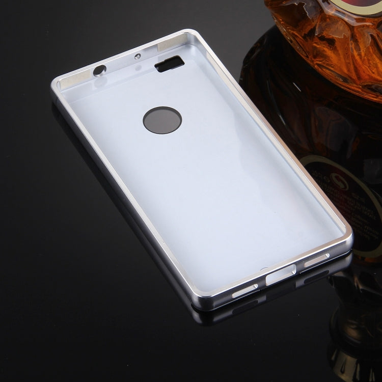 For Huawei P8 Lite Electroplating Mirror Push Pull PC Protective Case Back Shell Cover + Metal Bumper Frame