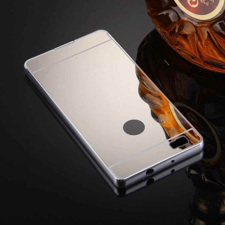 For Huawei P8 Lite Electroplating Mirror Push Pull PC Protective Case Back Shell Cover + Metal Bumper Frame