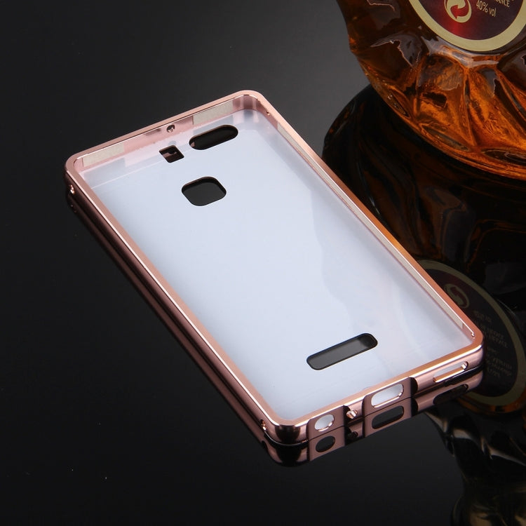 For Huawei P9 Electroplating Mirror Push Pull PC Protective Case Back Shell Cover + Metal Bumper Frame