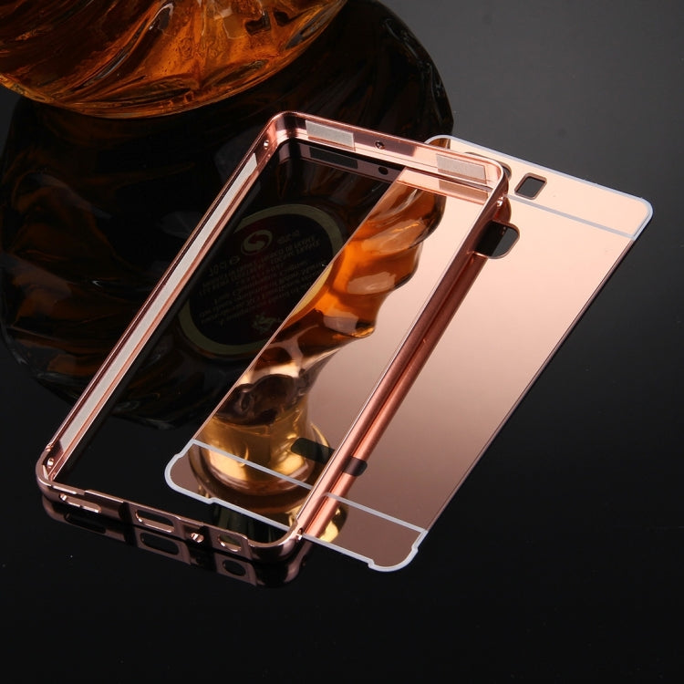 For Huawei P9 Electroplating Mirror Push Pull PC Protective Case Back Shell Cover + Metal Bumper Frame