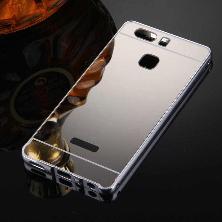For Huawei P9 Electroplating Mirror Push Pull PC Protective Case Back Shell Cover + Metal Bumper Frame
