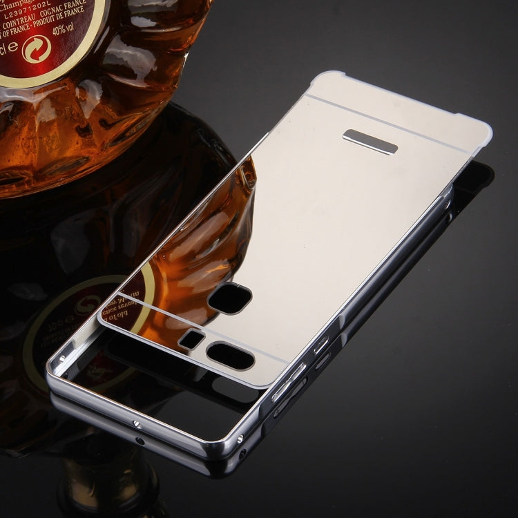 For Huawei P9 Electroplating Mirror Push Pull PC Protective Case Back Shell Cover + Metal Bumper Frame