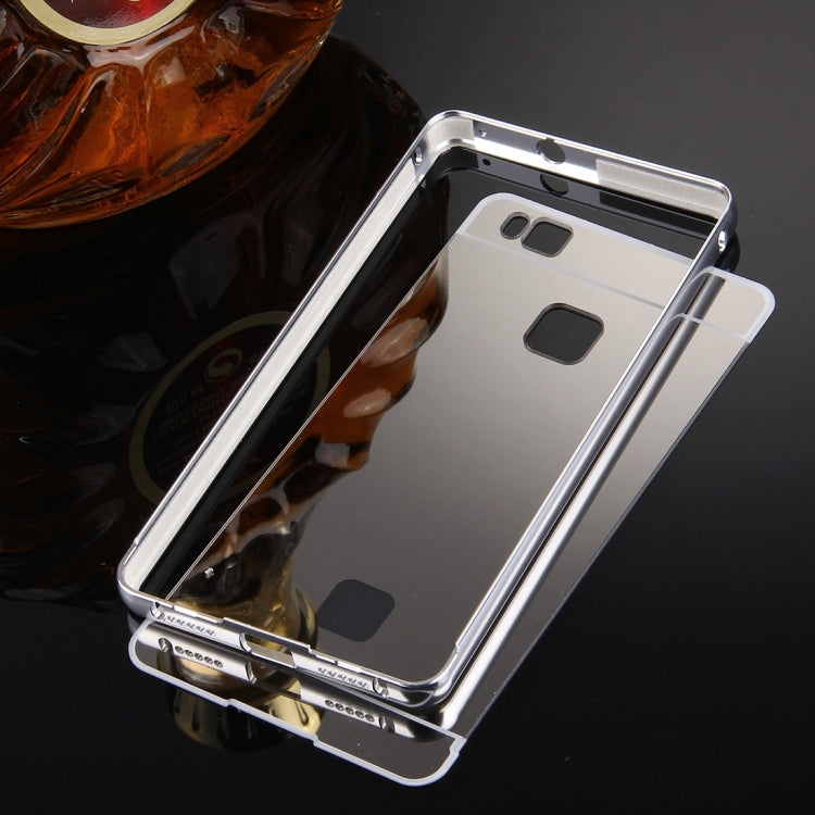 For Huawei P9 Lite Electroplating Mirror Push Pull PC Protective Case Back Shell Cover + Metal Bumper Frame