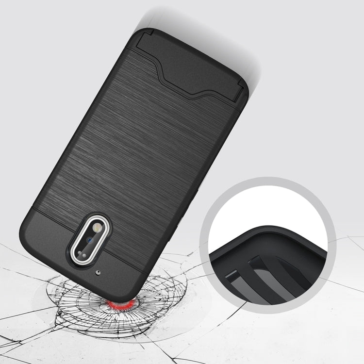 For Motorola Moto G4 & G4 Plus Brushed Texture Separable TPU + PC Combination Back Case with Card Slot & Holder