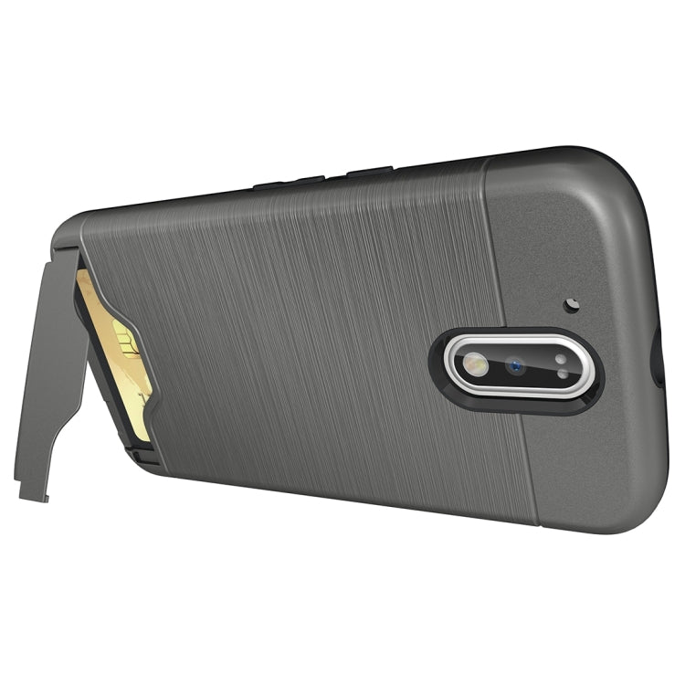 For Motorola Moto G4 & G4 Plus Brushed Texture Separable TPU + PC Combination Back Case with Card Slot & Holder