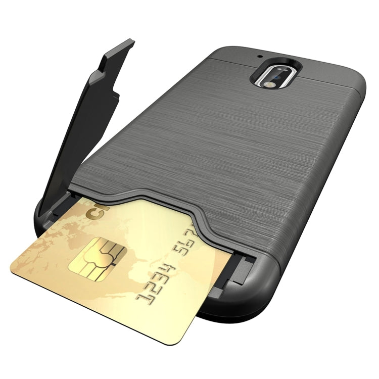 For Motorola Moto G4 & G4 Plus Brushed Texture Separable TPU + PC Combination Back Case with Card Slot & Holder