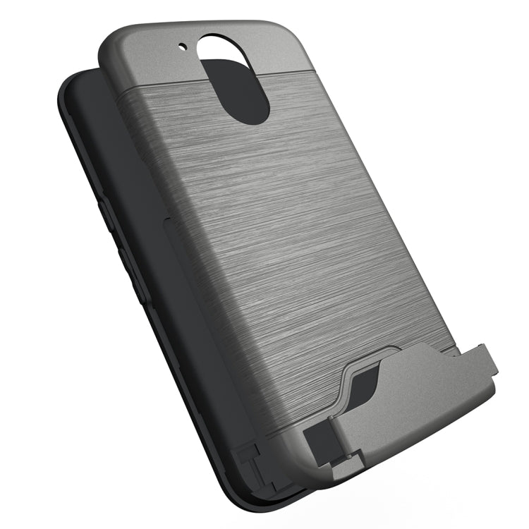 For Motorola Moto G4 & G4 Plus Brushed Texture Separable TPU + PC Combination Back Case with Card Slot & Holder