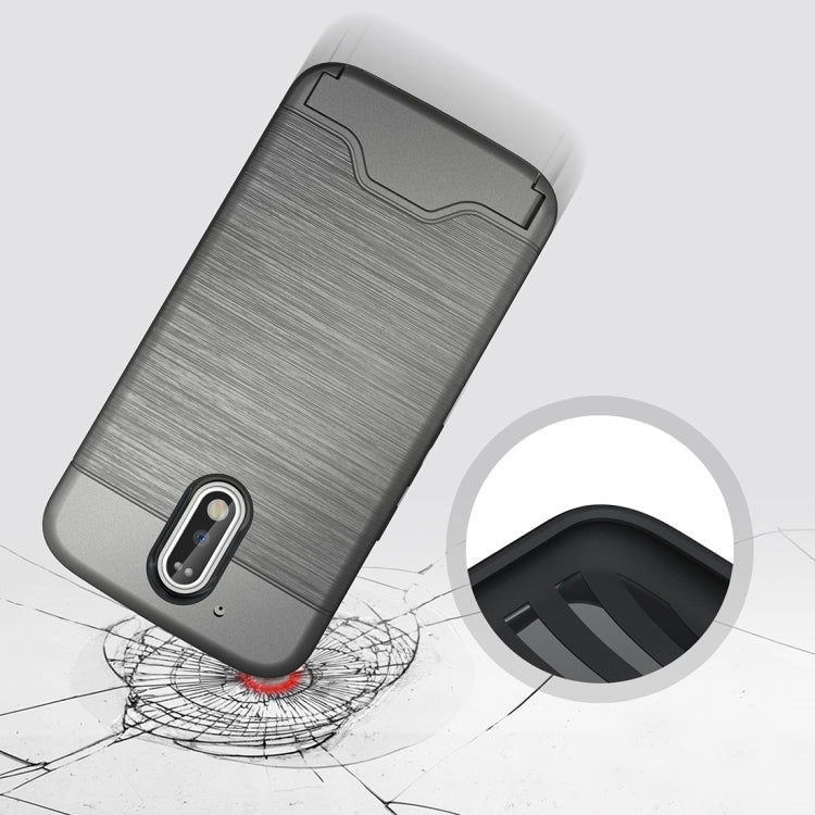 For Motorola Moto G4 & G4 Plus Brushed Texture Separable TPU + PC Combination Back Case with Card Slot & Holder