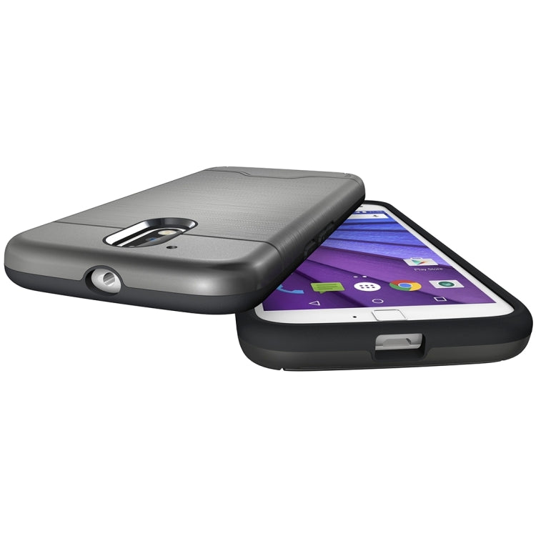 For Motorola Moto G4 & G4 Plus Brushed Texture Separable TPU + PC Combination Back Case with Card Slot & Holder