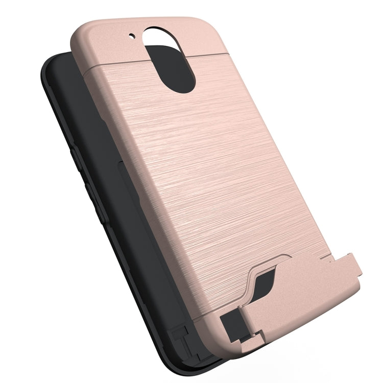 For Motorola Moto G4 & G4 Plus Brushed Texture Separable TPU + PC Combination Back Case with Card Slot & Holder