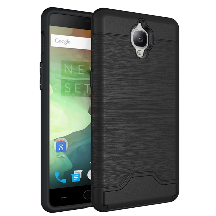 For OnePlus 3 Brushed Texture Separable TPU + PC Combination Back Case with Card Slot & Holder