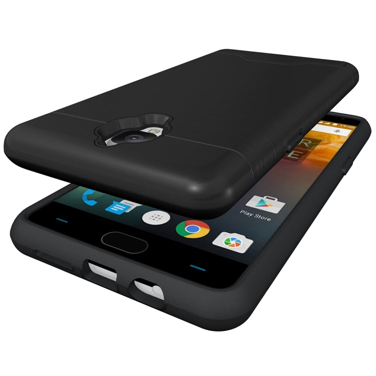 For OnePlus 3 Brushed Texture Separable TPU + PC Combination Back Case with Card Slot & Holder