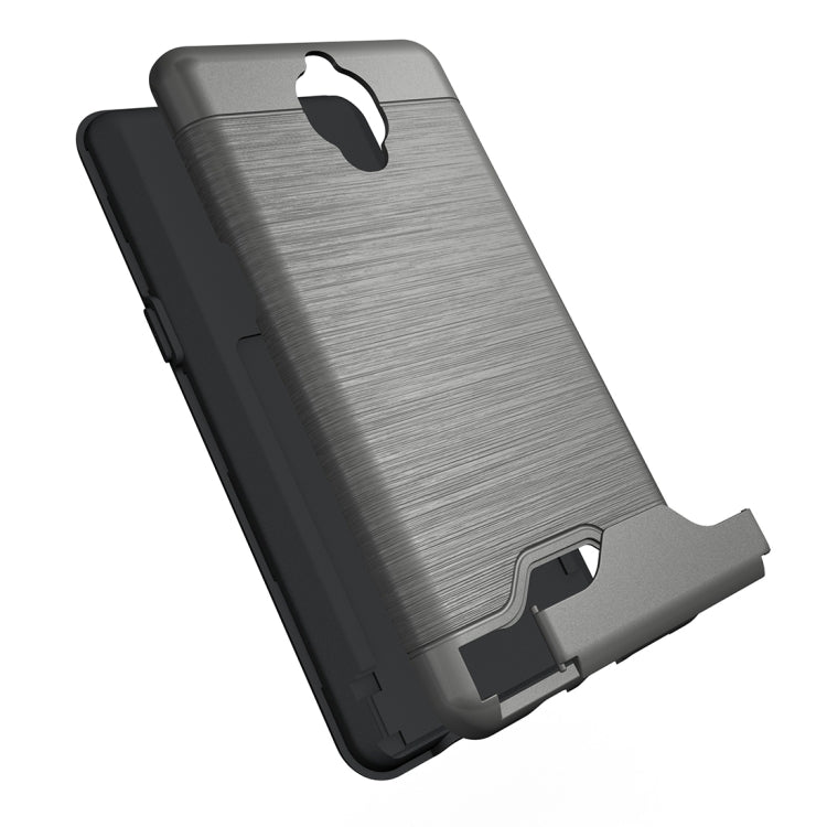 For OnePlus 3 Brushed Texture Separable TPU + PC Combination Back Case with Card Slot & Holder