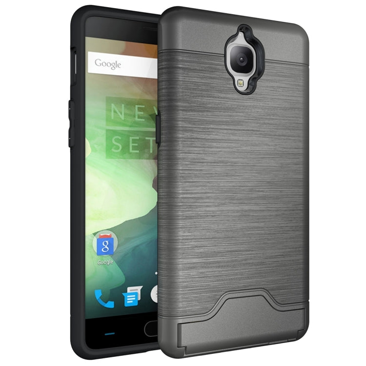 For OnePlus 3 Brushed Texture Separable TPU + PC Combination Back Case with Card Slot & Holder