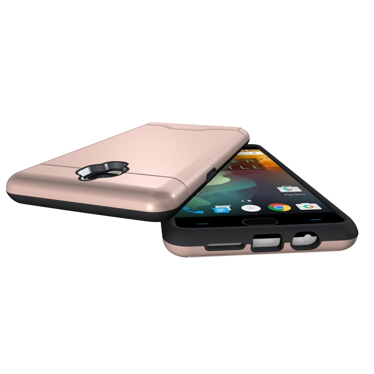 For OnePlus 3 Brushed Texture Separable TPU + PC Combination Back Case with Card Slot & Holder