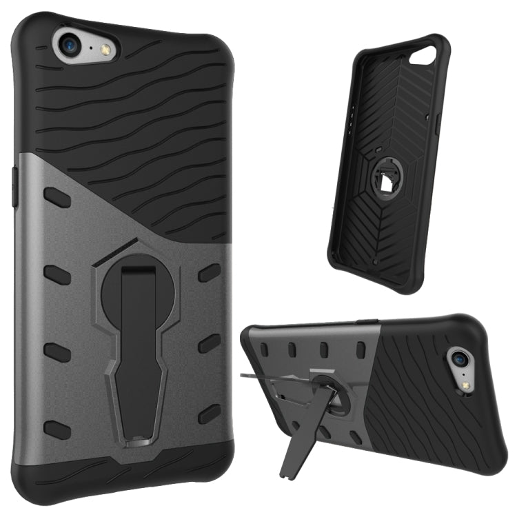 For OPPO A57 Shock-Resistant 360 Degree Spin Sniper Hybrid Case TPU + PC Combination Case with Holder