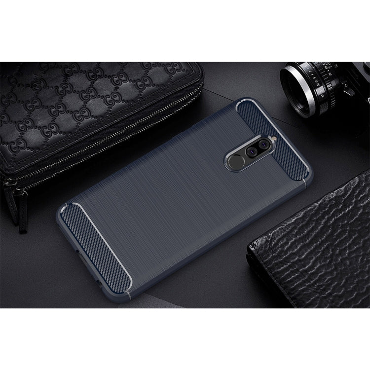 For Huawei Maimang 6 Brushed Carbon Fiber Texture TPU Shockproof Anti-slip Soft Protective Back Cover Case