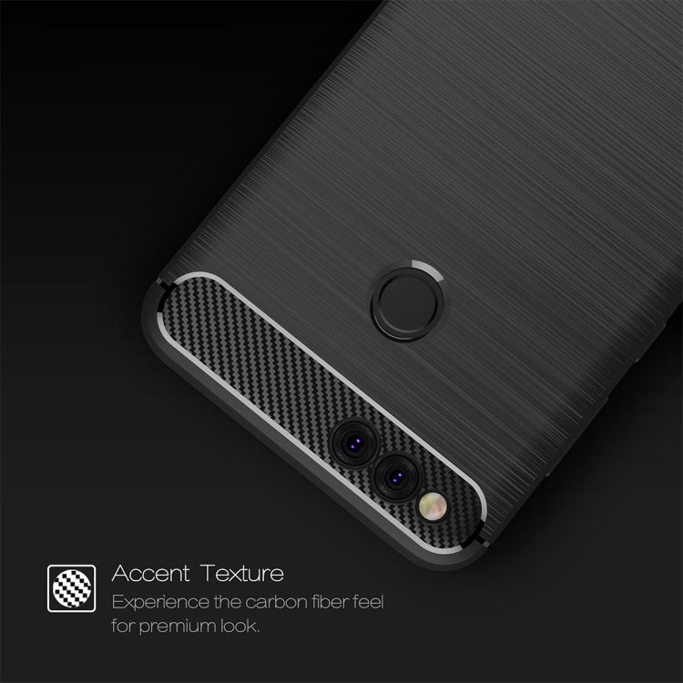 For Huawei Honor 7X Brushed Carbon Fiber Texture TPU Shockproof Anti-slip Soft Protective Back Cover Case
