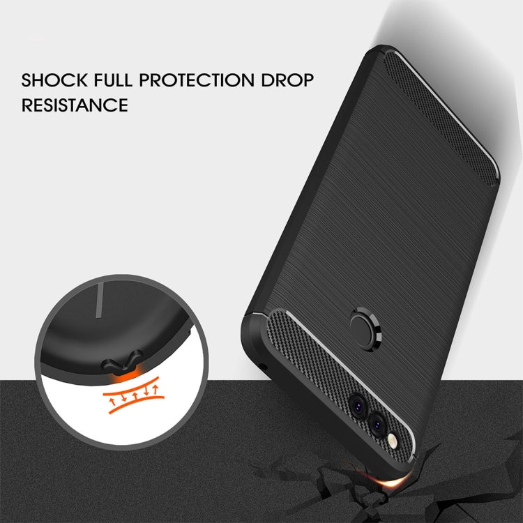For Huawei Honor 7X Brushed Carbon Fiber Texture TPU Shockproof Anti-slip Soft Protective Back Cover Case