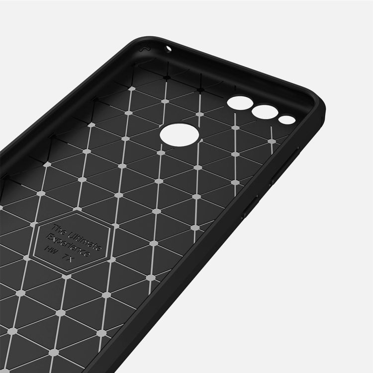 For Huawei Honor 7X Brushed Carbon Fiber Texture TPU Shockproof Anti-slip Soft Protective Back Cover Case