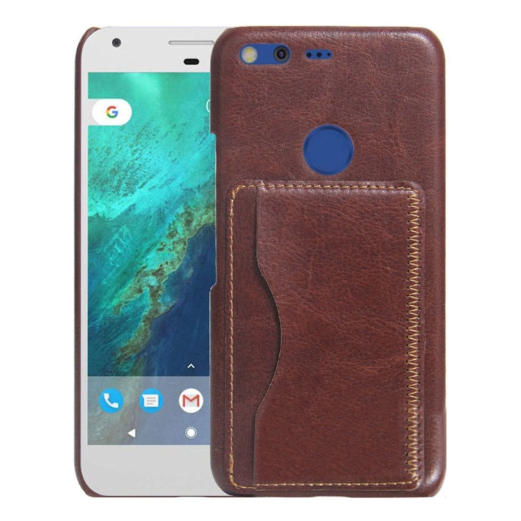 For Google Pixel XL Crazy Horse Texture PU Leather Protective Back Cover Case with Holder & Card Slots
